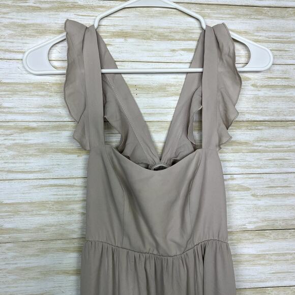 Show Me Your MuMu June Maxi Dress Soft Beige Chiffon - Picture 4 of 9